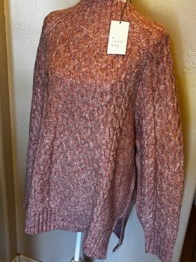A New Day Pink Cable Knit Mock Neck Sweater. Sz M.  NWT